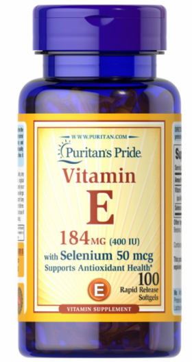 Puritan s Pride Vitamin E-400 IU with selenium 50 mcg 100 softgels