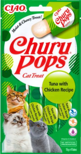 Churu Pops Recompensa Suculenta cu Pui si Ton fara cereale - 4 x 15 g