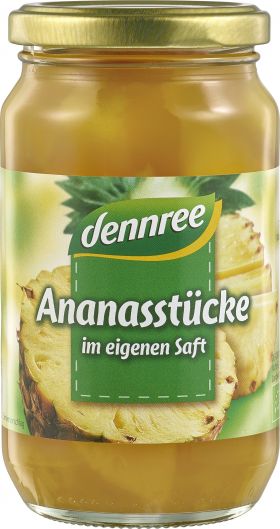 Ananas bucati in suc de ananas, eco-bio, 350g - Dennree