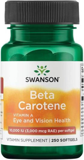 Beta Carotene Vitamina A , 10000 IU, 250 capsule, Swanson