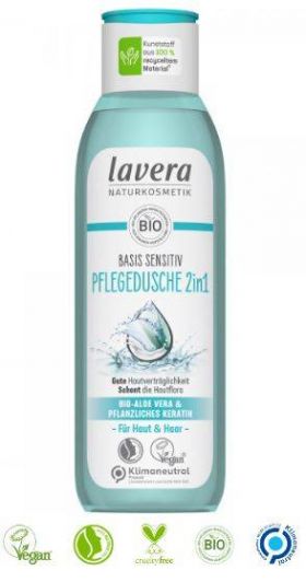 Gel de dus 2 in 1 cu aloe vera si cheratina vegetala Eco-Bio 250ml - Lavera