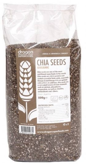 Seminte de chia raw eco-bio 500g - Dragon Superfoods