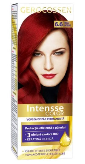 Vopsea de par permanenta, intensse color 6.6, Rosu Intens, 50ml - Gerocossen