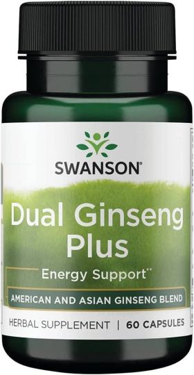 Dual Ginseng Plus, Complex American Extract Standardizat 5%, 60 capsule, Swanson