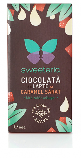 Ciocolata cu lapte si caramel sarat, 100g, Sweeteria