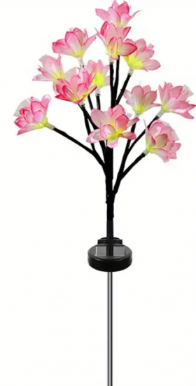 Lampa solara de gradina cu 12 FLORICELE ROZ