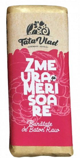 Baton cu zmeura si merisoare, raw vegan, 45g -Tata Vlad