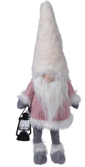 Decoratiune luminoasa Gnome w pink body, 26x18x51 cm, plus, alb/roz