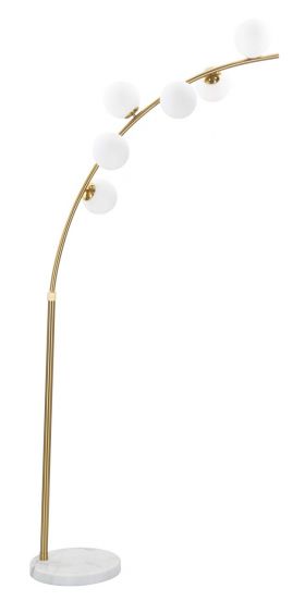 Lampadar Glamy, Mauro Ferretti, 130 x 45 x 220 cm, 6 x E14, 40W, fier/sticla, auriu/alb