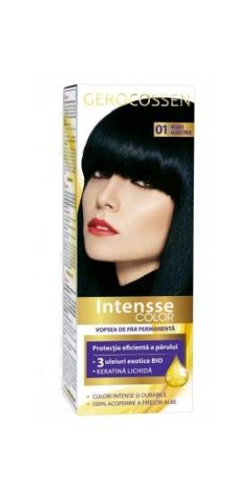 Vopsea de par permanenta intensse, Color01 negru albastrui, 50ml - Gerocossen