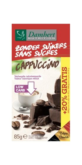 Ciocolata cu cappuccino fara zahar, 85g, Damhert