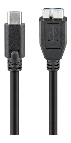 cablu micro usb b 3.0 - usb-c, 1m, negru, goobay