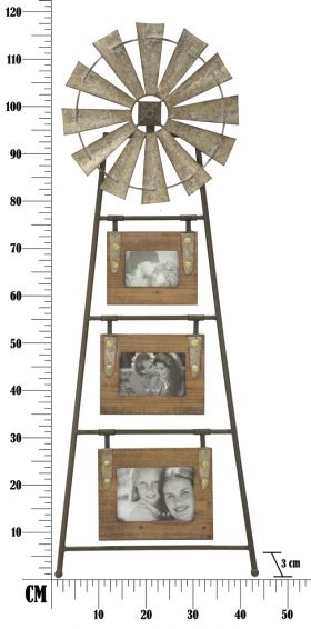 Cadran cu 3 rame foto Mulino, Mauro Ferretti, 43x3x117.5 cm, fier/lemn