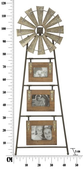 Cadran cu 3 rame foto Mulino, Mauro Ferretti, 43x3x117.5 cm, fier/lemn