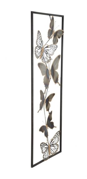 Decoratiune de perete Butterflies, Mauro Ferretti, 31x90 cm, fier, negru/argintiu