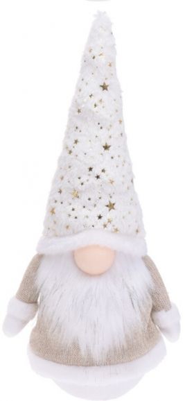 Decoratiune luminoasa Gnome w hat w stars, 17x13x43 cm, poliester, roz