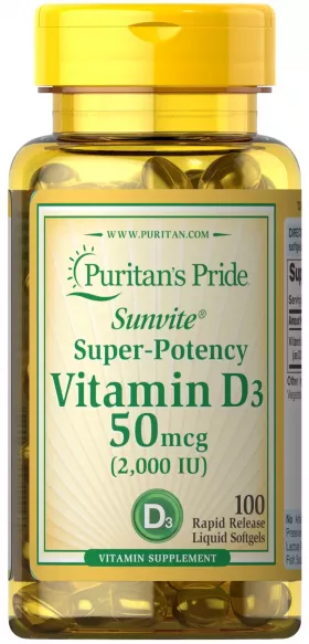 Puritan s Pride Vitamin D3 2000 IU (50 mcg) 100 softgels