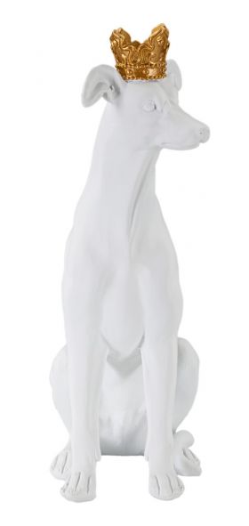 Decoratiune, Mauro Ferretti, Dog, 20 x 12.5 x 33 cm, polirasina, alb/auriu