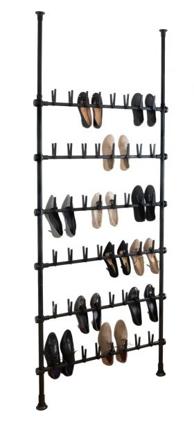 Suport extensibil pentru incaltaminte, Wenko, Herkules Pull-out Shelf, 48 perechi, inox/plastic/polipropilena, negru