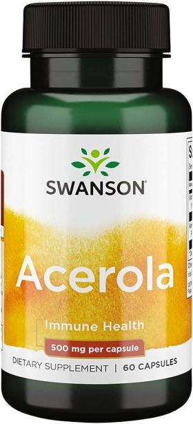 Acerola Cherry Extract 500 mg si Vitamina C Naturala, 125 mg, 60 capsule, Swanson