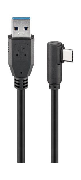 cablu usb 3.0 a tata - usb-c unghi 90 grade, 0.5m, negru, goobay