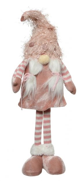 Decoratiune Gnome standing Girl, Decoris, 18x8x61 cm, poliester, roz