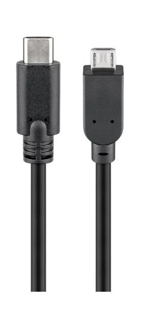 cablu usb-c - micro usb 2.0, 0.6m, negru, goobay