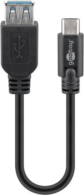 cablu adaptor usb 3.0 a tata - usb-c, 0.2m, negru, goobay