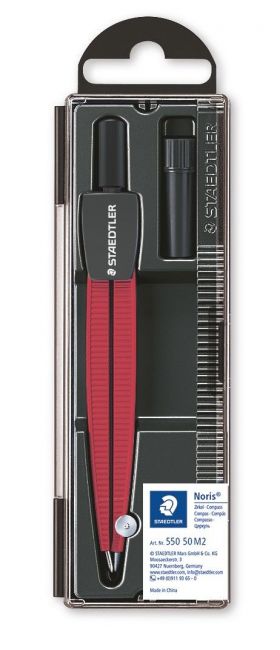 Compas - Noris school compass - metallic red, 550 50 M2 | Staedtler