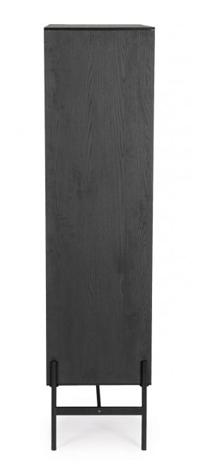 Bufet Allycia, Bizzotto, 110 x 40 x 159 cm, lemn de frasin/MDF, negru/natural