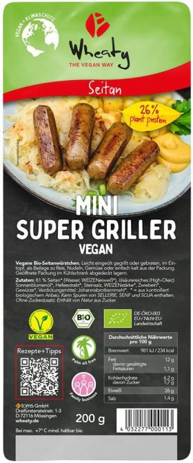 Carnaciori mini vegani pentru grill, 200g - Wheaty