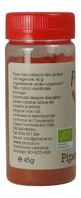 Piper cayenne - eco-bio 45g - Pet - Pronat