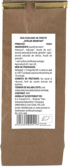 Ceai bio de fructe Sprijin Imunitar, 80g - Pronat