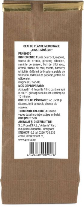 Ceai de plante medicinale Ficat Sanatos, 50g - Pronat