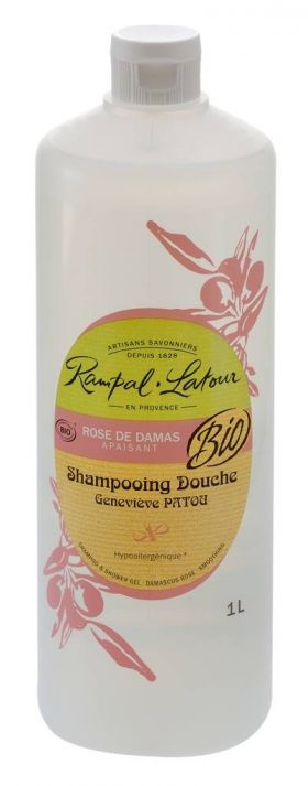 Gel de dus si sampon cu trandafir de Damasc, hipoalergen, 1L - Rampal Latour