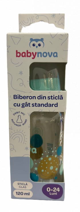 Biberon din sticla 0-24 luni, 125ml, Baby Nova