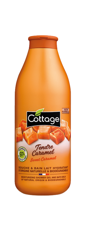Gel de dus si lapte de baie cu lapte si caramel, 750ml, Cottage