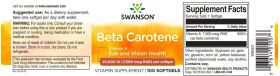 Beta Carotene (Vitamin A) 25.000 IU, 100 softgels - Swanson