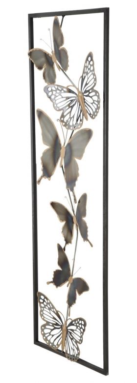 Decoratiune de perete Butterflies, Mauro Ferretti, 31x90 cm, fier, negru/argintiu