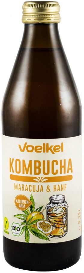 Bautura Kombucha cu maracuja si canepa eco-bio, 330ml, VOELKEL