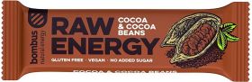 Baton energizant raw energy cu cacao si boabe de cacao, 50 g Bombus