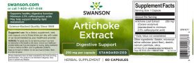 Artichoke (Anghinare) Extract Standardizat 250 mg, 60 Cps - Swanson