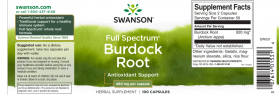 Burdock Root (Radacina de Brusture) 460 mg, 100 capsule - Swanson