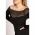 Rochie Midi Eleganta Cu Maneci Lungi Si Detaliu Translucid Din Dantela Avignon, Neagra