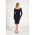 Rochie Midi Eleganta Cu Maneci Lungi Si Detaliu Din Dantela Translucida Avignon, Albastru Inchis