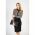 Rochie Midi Eleganta Cu Imprimeu Geometric Si Guler Inalt Moyama, Neagra