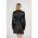 Rochie Mini Eleganta Din Piele Sintetica Cu Pliuri Pellita, Neagra