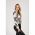 Bluza Eleganta Din Imitatie De Satin Cu Imprimeu Rustica, Alb