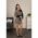 Rochie Mini Eleganta Cu Guler Rotund, Imprimeu Geometric Si Fermoar Fidenza, Negru-Bej