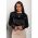 Bluza Eleganta Cu Maneca Lunga Cu Insertii Din Dantela Si Guler Rotund Senternada, Neagra